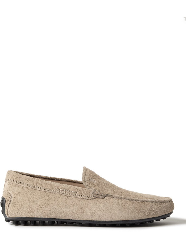 Photo: Tod's - Pantofola City Gommino Suede Driving Shoes - Gray
