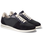 Brunello Cucinelli - Nubuck and Leather-Trimmed Canvas Sneakers - Men - Navy