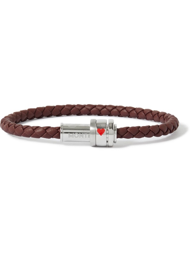 Photo: MONTBLANC - Meisterstück Woven Leather and Stainless Steel Bracelet - Brown