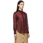 Victoria Beckham Burgundy Sheer Classic Shirt