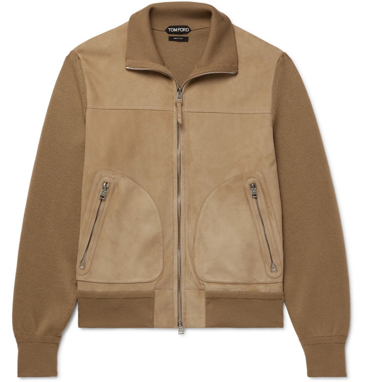 Photo: TOM FORD - Panelled Suede and Merino Wool Blouson Jacket - Neutrals