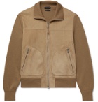 TOM FORD - Panelled Suede and Merino Wool Blouson Jacket - Neutrals