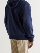 STÜSSY - Embroidered Cotton-Blend Jersey Hoodie - Blue