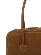 Marge Sherwood boston Beige Shoulder Bag With Embossed Logo Lettering On The Front In Leather Woman