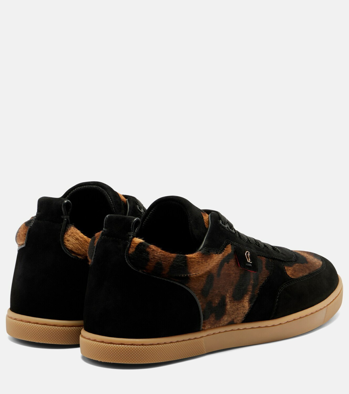 Christian Louboutin Suede-trimmed calf hair sneakers