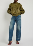 Chloe Cropped Leather Jacket Khaki