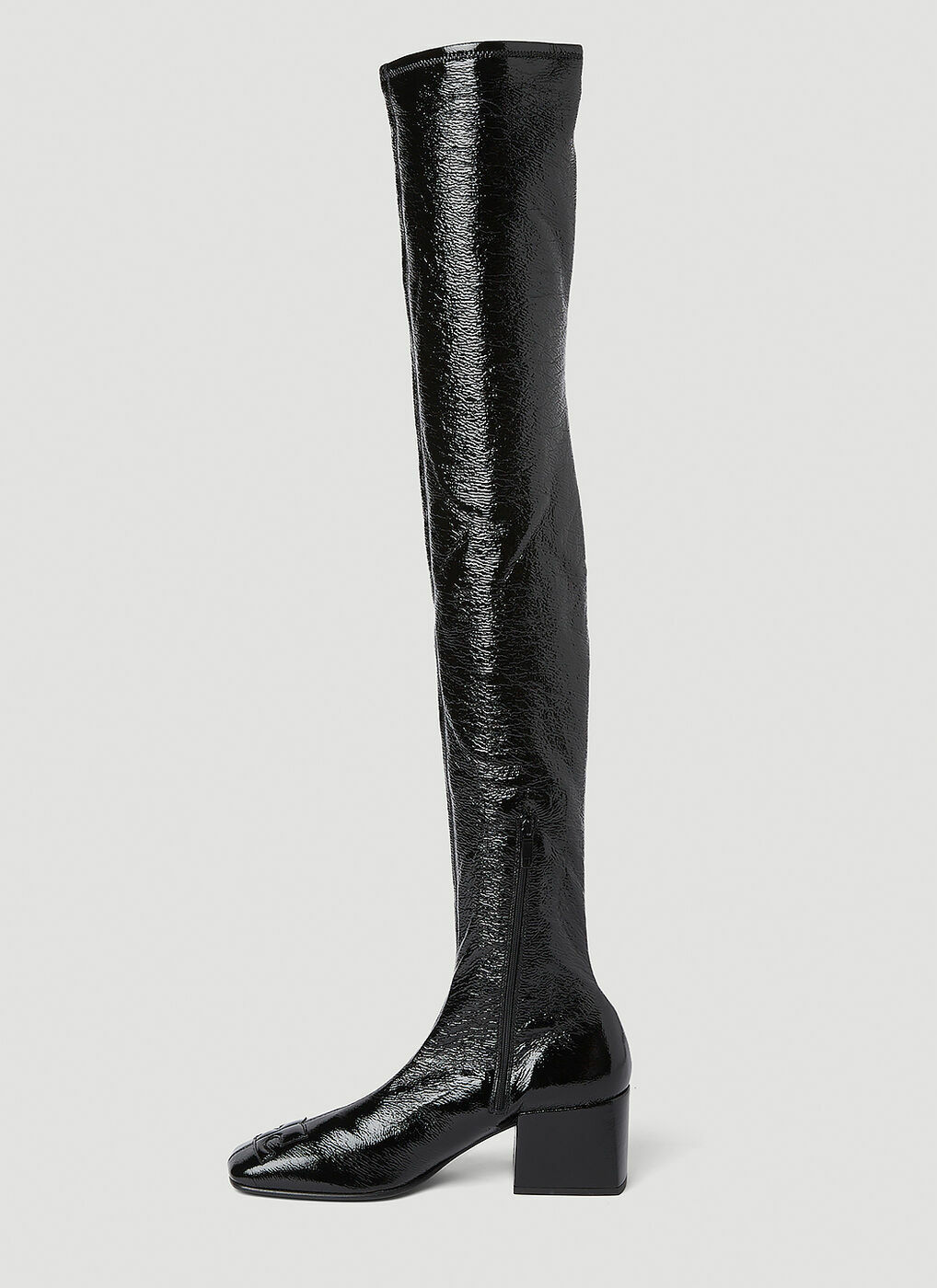 vinyl knee high boots