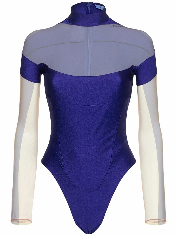 Photo: MUGLER - Sheer Tulle & Jersey Bodysuit
