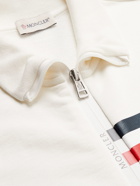 Moncler - Striped Logo-Appliquéd Cotton-Jersey Zip-Up Sweatshirt - White