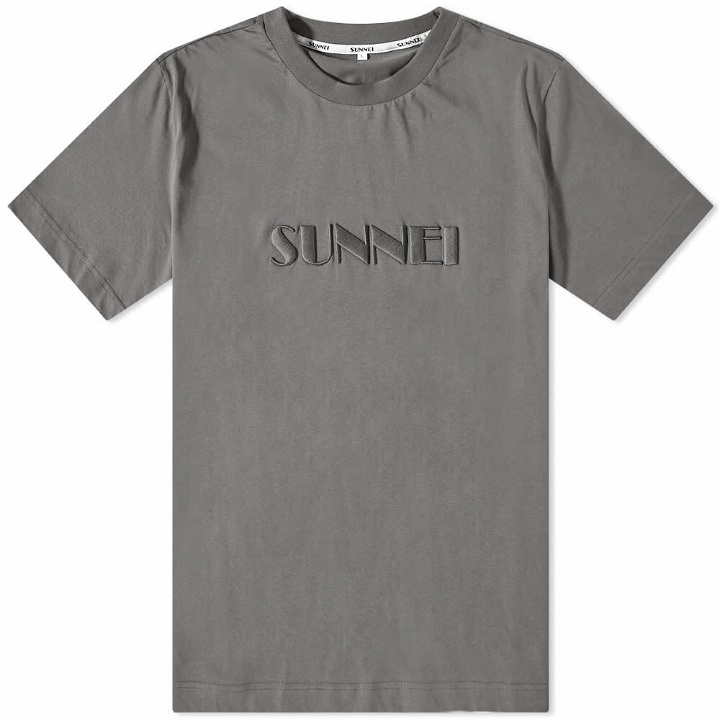 Photo: Sunnei Men's Classic Embroidered Logo T-Shirt in Dark Grey