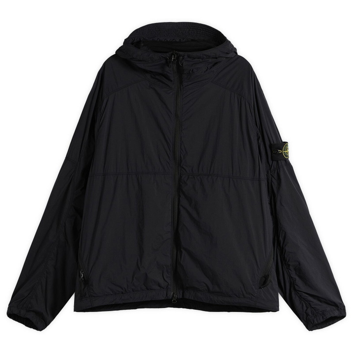 Photo: Stone Island Men's Ultralight Nylon Stretch-TC Hooded Jacket in Navy Blue