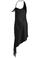 Courrèges Lace-embellished Satin Midi Dress Black