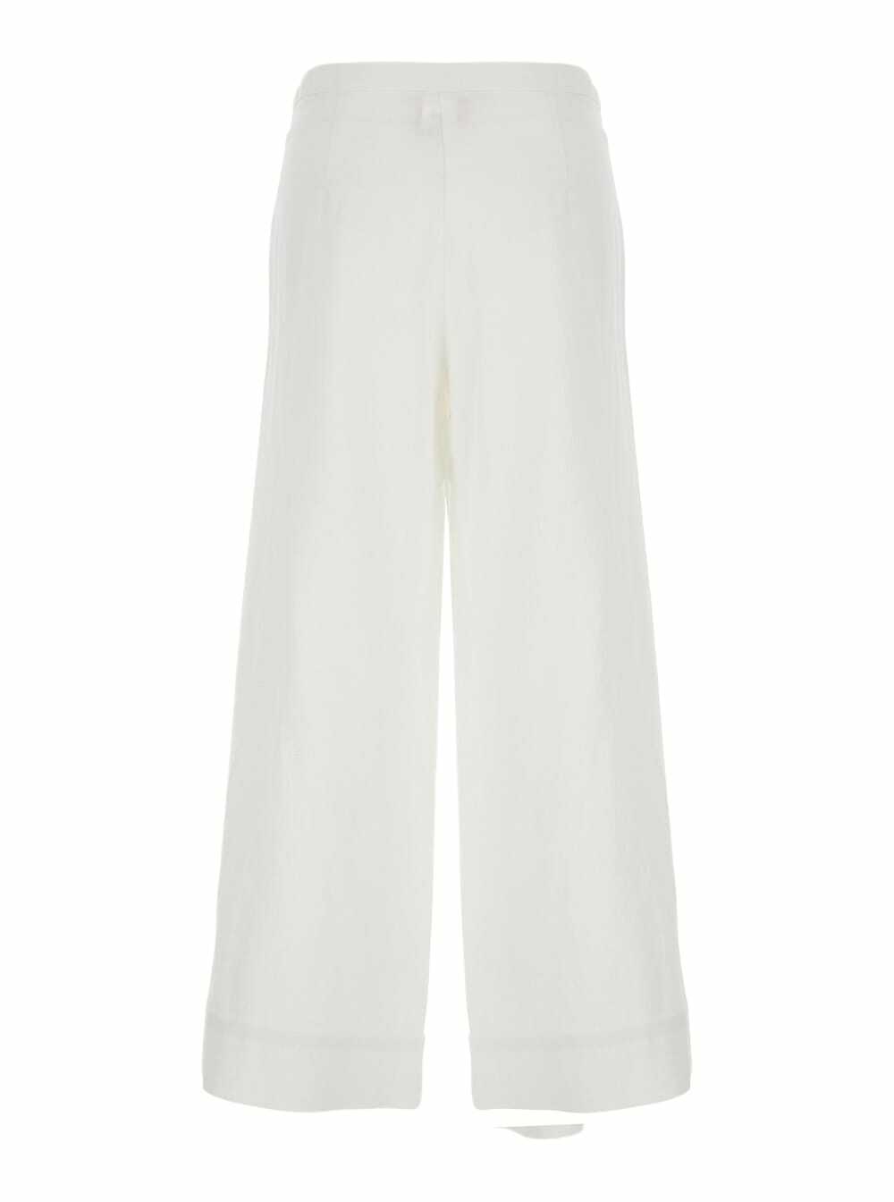 Merci White Pants With Hidden Front Closure And Turn-up Edges In Fabric Woman