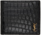 Saint Laurent Black Croc Tiny Monogram East/West Wallet