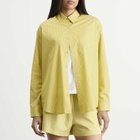 LESET Women's Yoshi Classic Button Down Shirt in Lemon/Chocolate Stripe