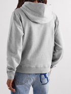 Valentino - Logo-Appliquéd Bouclé-Trimmed Cotton-Blend Jersey Hoodie - Gray