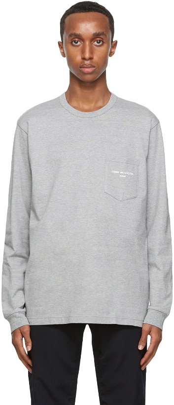 Photo: Comme des Garçons Homme Grey Logo Long Sleeve T-Shirt