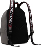 Hugo Gray Logo-Print Branded Handles Backpack