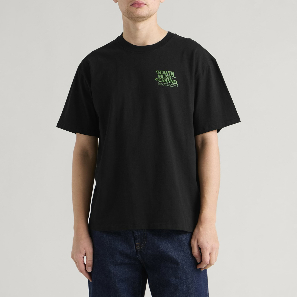 Edwin Men's Rare Spins TS in Black Garment Washed