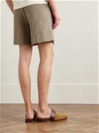 Stòffa - Straight-Leg Pleated Cotton Shorts - Brown