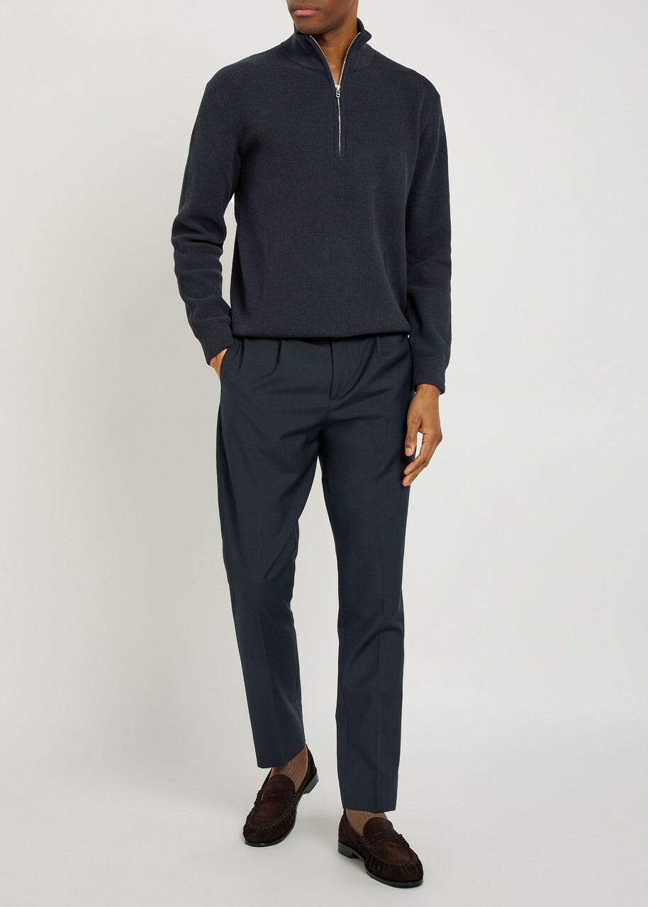 NN07 Danny Half-zip Ribbed Knit Jumper Navy