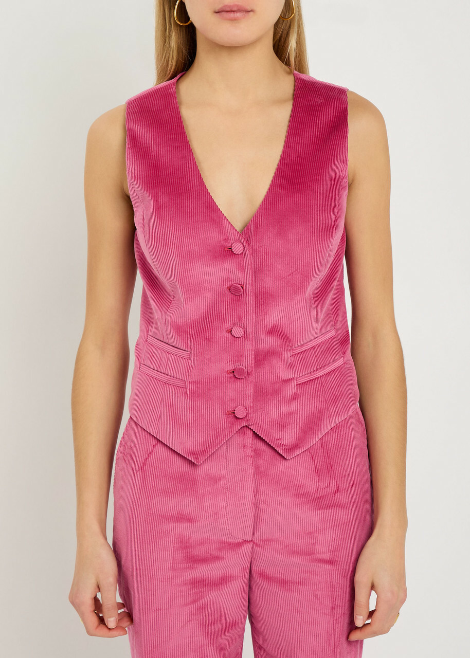 Gabriela Hearst Coleridge Corduroy Waistcoat Pink