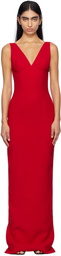 Mônot Red Plunging V-Neck Maxi Dress