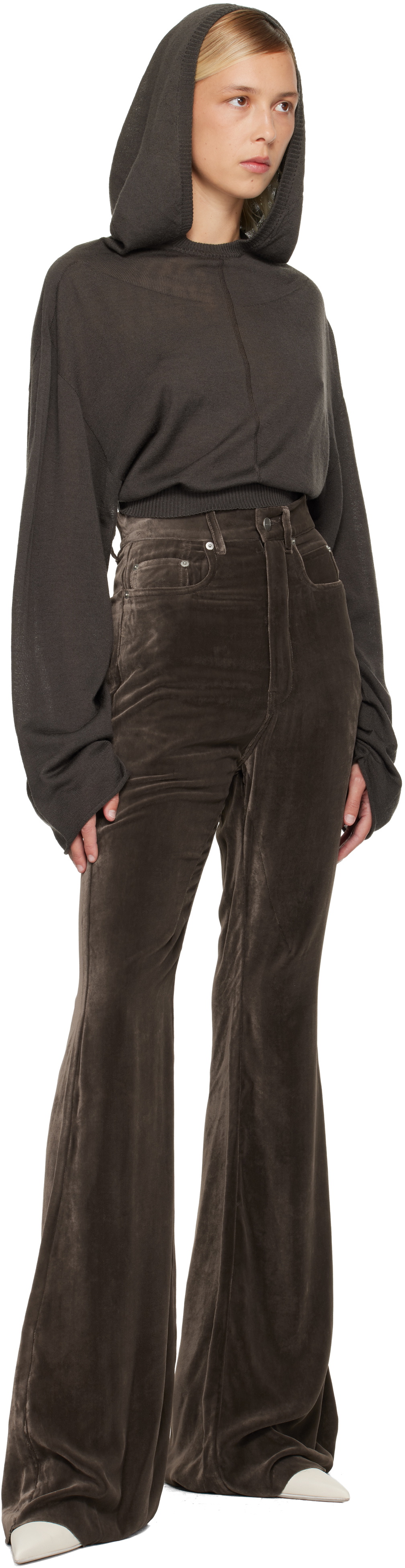 Rick Owens Gray Concordians Cropped Tunic Hoodie