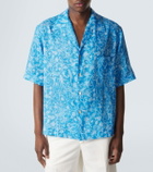 Kiton Printed linen bowling shirt