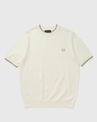 Fred Perry Texture Front Knitted T Shirt Beige - Mens - Shortsleeves