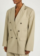 Ronny Kobo 1988 Double-breasted Woven Blazer Taupe