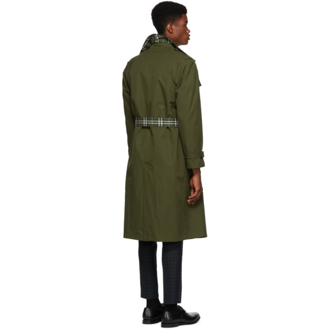 Burberry Reversible Green Check Pembridge Trench Coat Burberry