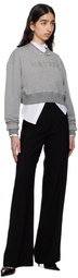 McQueen Gray 'McQueen' Logo Cropped Sweatshirt