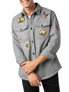 MC2 Saint Barth Man Wooly Grey Overshirt With Pockets And Patches