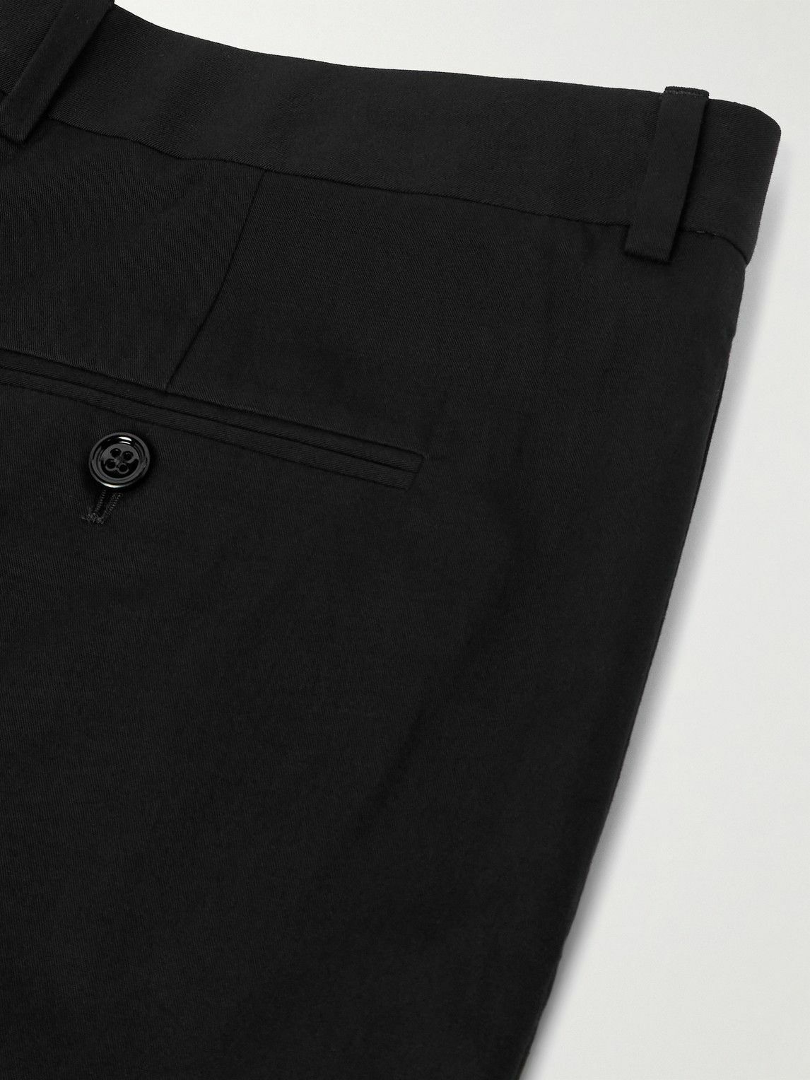 CELINE - Straight-Leg Pleated Cotton-Twill Trousers - Black