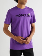 Moncler - Logo-Flocked Cotton-Jersey T-Shirt - Purple