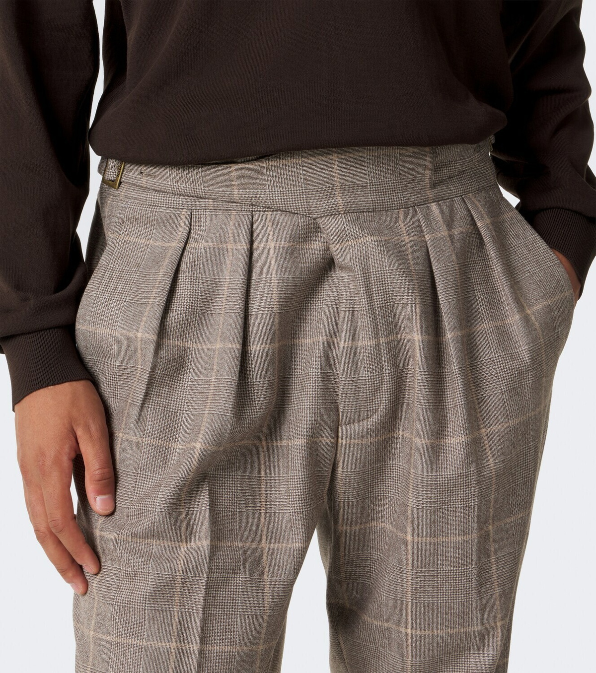 Rubinacci Checked virgin wool straight pants