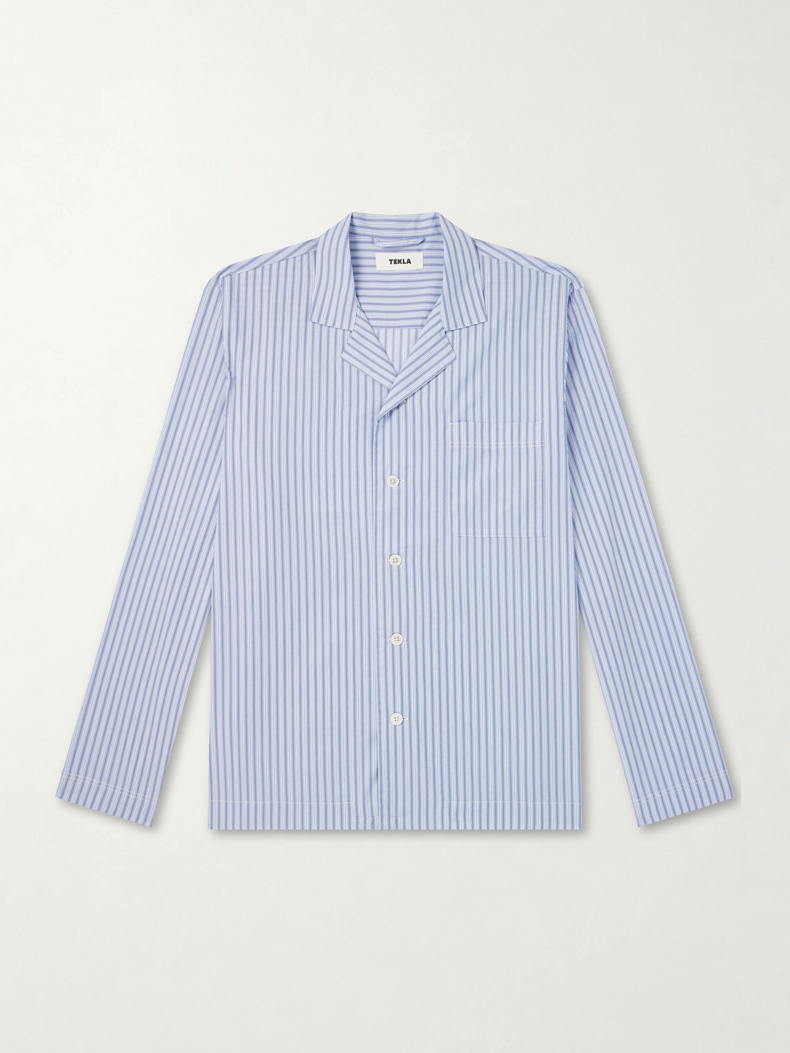 TEKLA - Camp-Collar Striped Organic Cotton Pyjama Shirt - Blue
