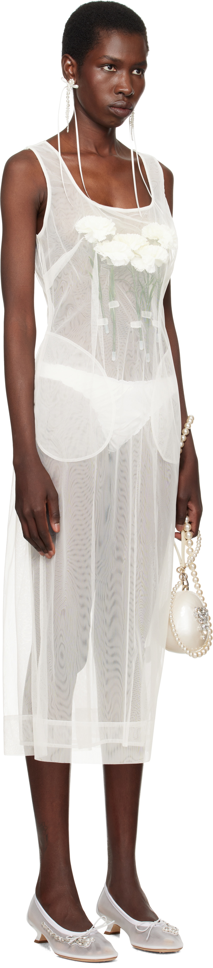 Simone Rocha SSENSE Exclusive Bridal Capsule Carnation Dart Midi Dress