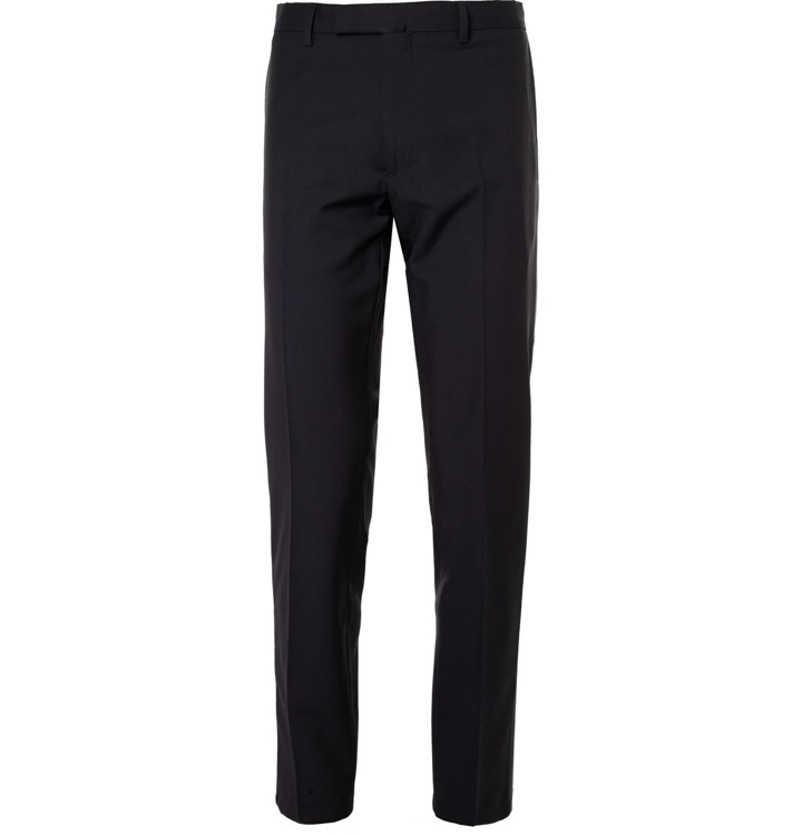 Photo: VALENTINO - Slim-Fit Wool and Mohair-Blend Trousers - Blue