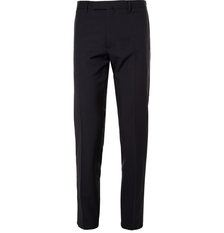 Photo: VALENTINO - Slim-Fit Wool and Mohair-Blend Trousers - Blue