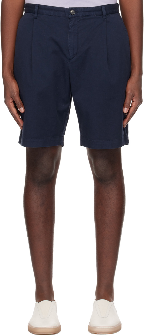 Photo: Sunspel Navy Pleated Shorts