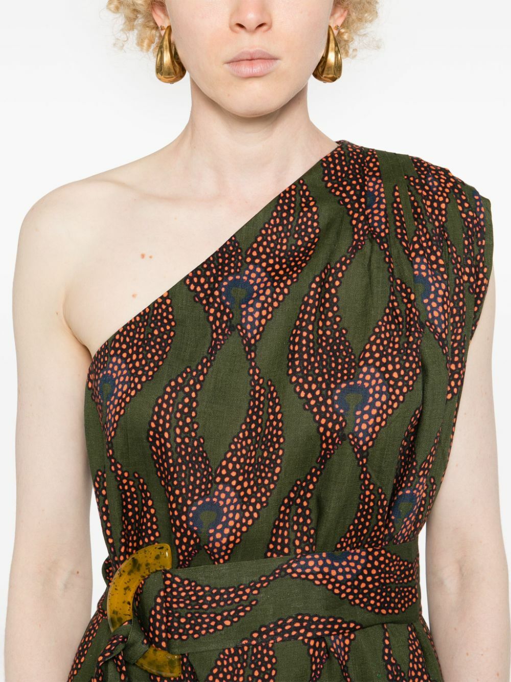 Maison La Plage Green Ravello One-Shoulder Dress