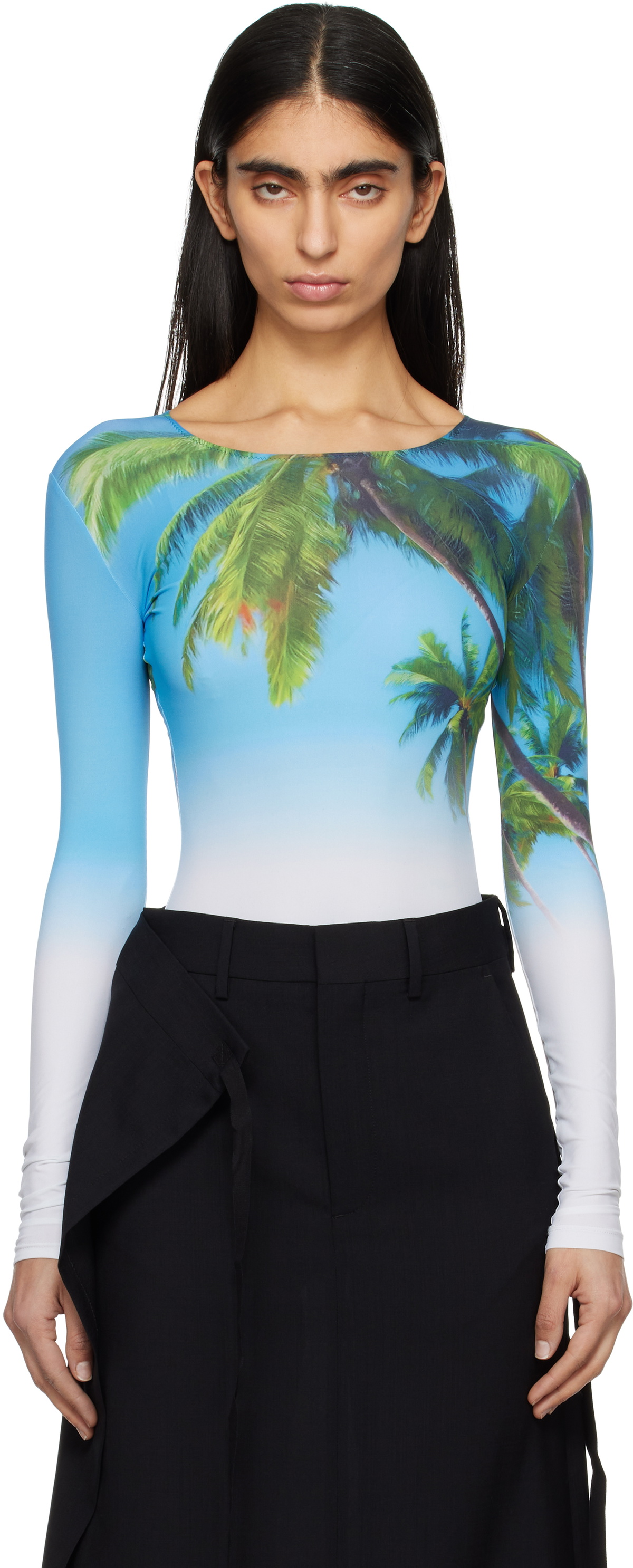 MM6 Maison Margiela Blue Archive Print Bodysuit