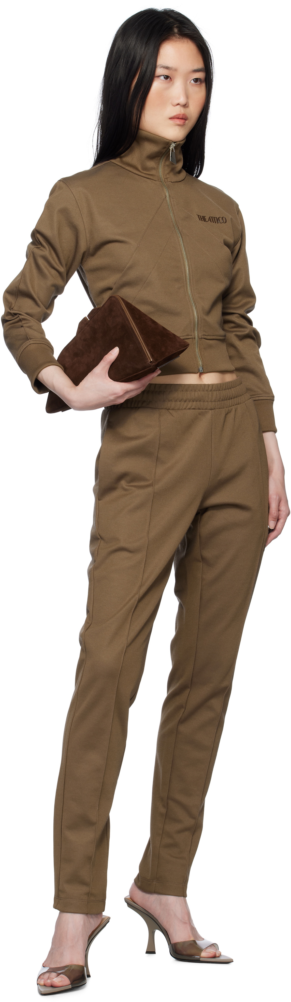 The Attico Brown Bonded Logo Track Jacket