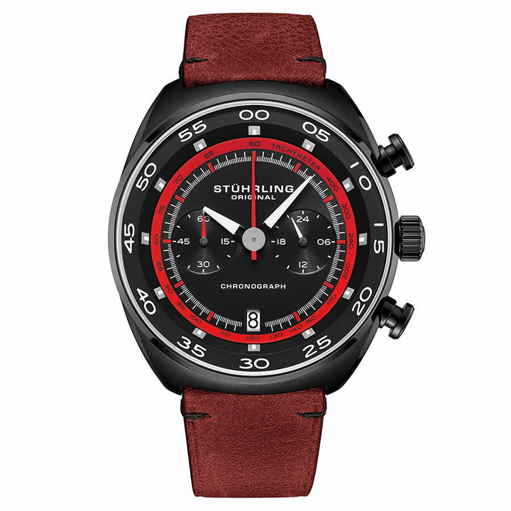 Photo: Stuhrling Original Monaco Quartz Black Dial Mens Watch M13554