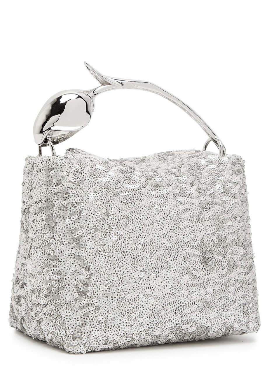 Erdem Bloom Mini Sequin-embellished top Handle bag - Silver - One Size