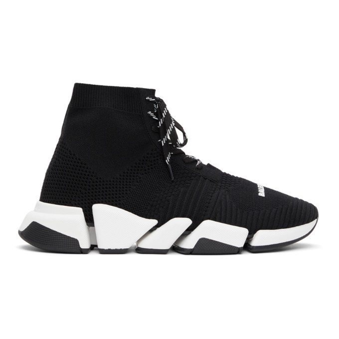 Photo: Balenciaga Black Lace-Up Speed 2.0 Sneakers