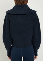 Varley Maura Ribbed Half-zip Knit Sweatshirt Navy