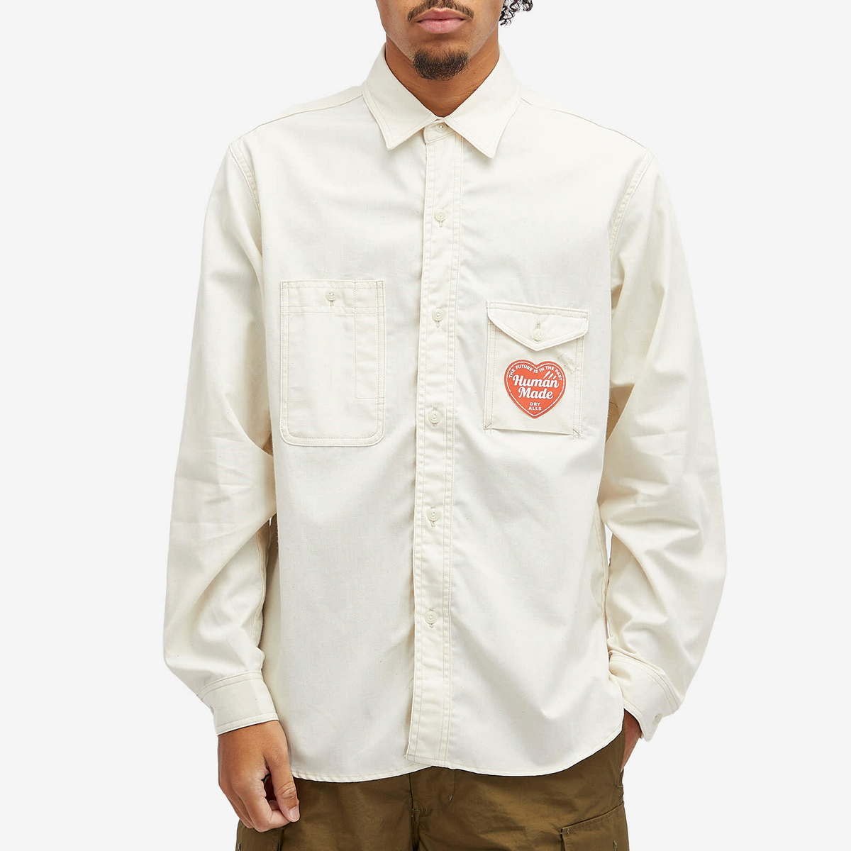Human Made Men's chambray work shirt in White Human Made